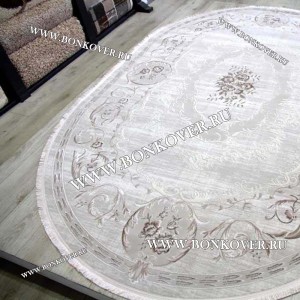 Ковер Турция Для Гостиной Дизайн 61 Серый с Бежевым Овал