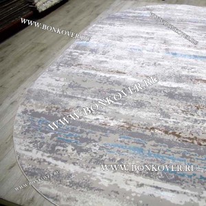 Ковер Турция Современный Дизайн 20 Серый с Голубым Овал