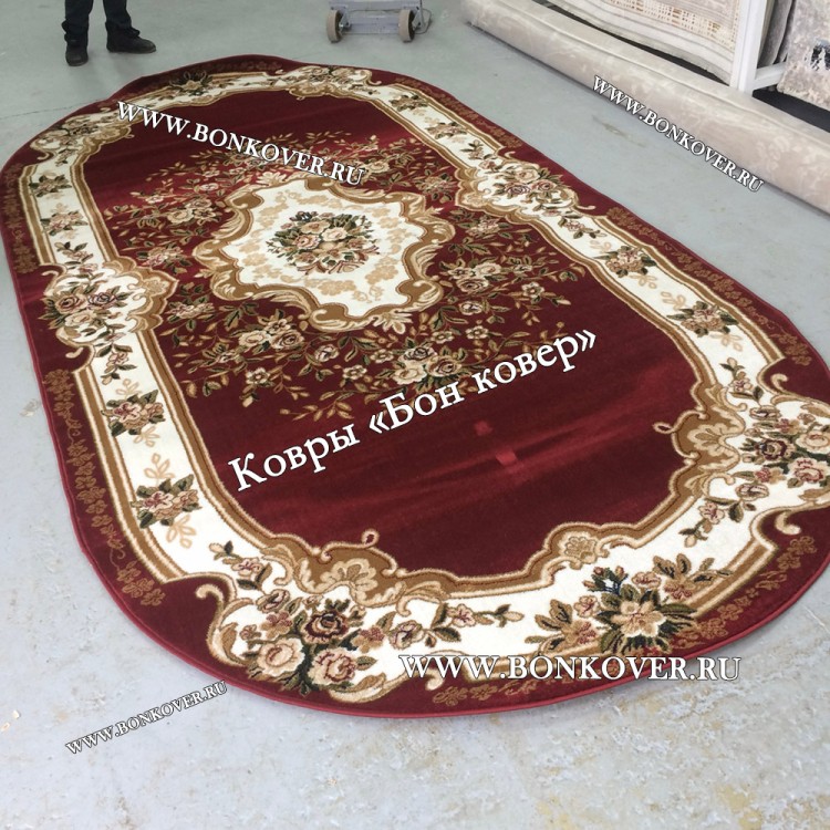 РОССИЙСКИЙ ЖАККАРДОВЫЙ КОВЕР МЕДАЛЬОН КРАСНЫЙ ОВАЛЬНЫЙ